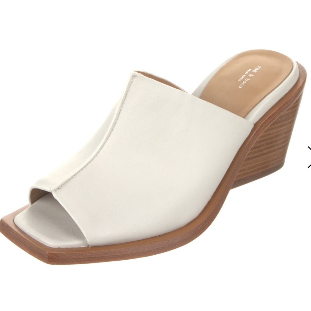 Rag & Bone White Leather Wedge Slides